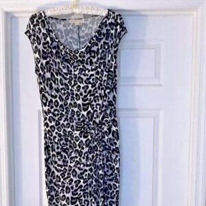 Michael Kors Dress Like Leopard Animal Print Twisted Knotted Side Size Medium